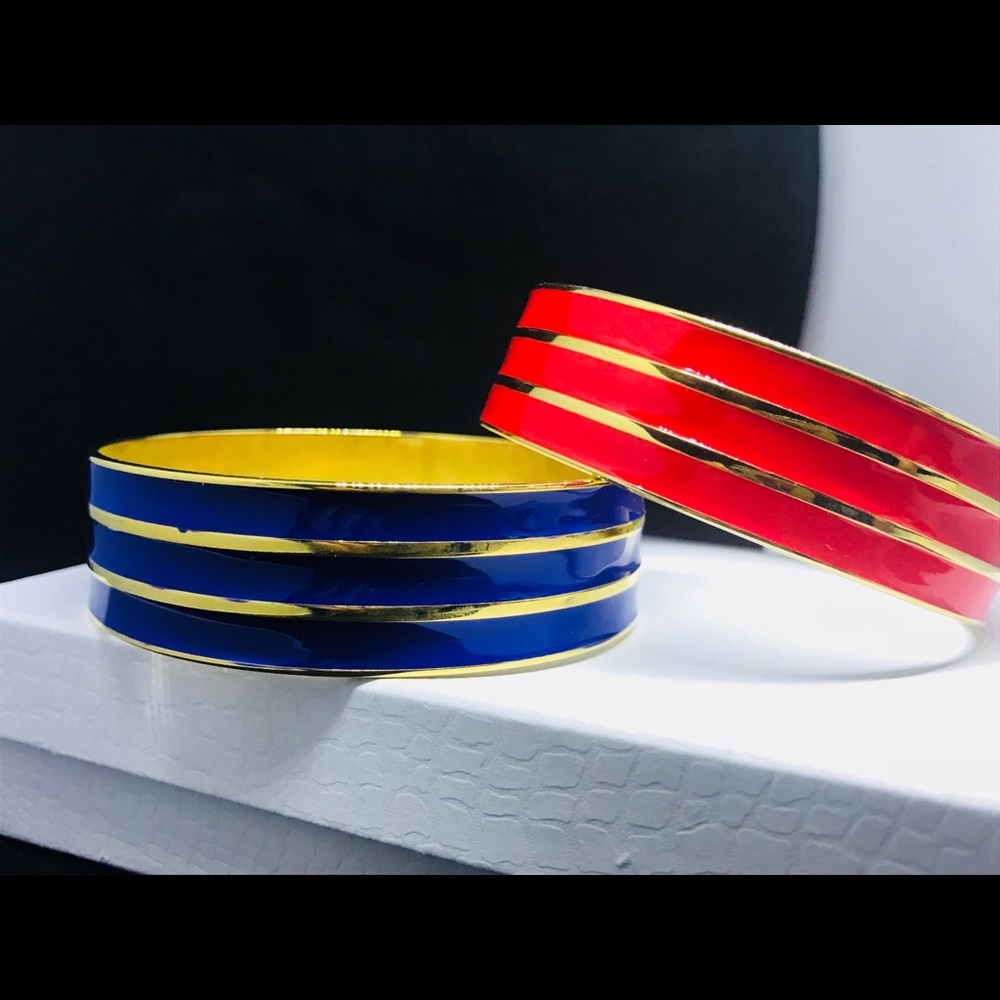 Gold & Coral and Gold & Blue bangles